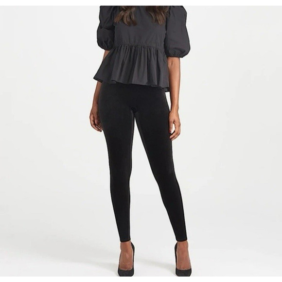 Spanx Black Velvet Leggings Size Small - Picture 2 of 7